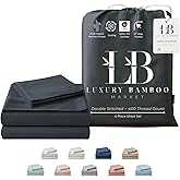 Luxury Bamboo Market | King Size Bed Sheet Set | 100% Viscose Made from Bamboo | Organically Grown | Ultra Soft | Cooling Sheets for Hot Sleepers | 17" Deep Pocket [Charcoal Grey]