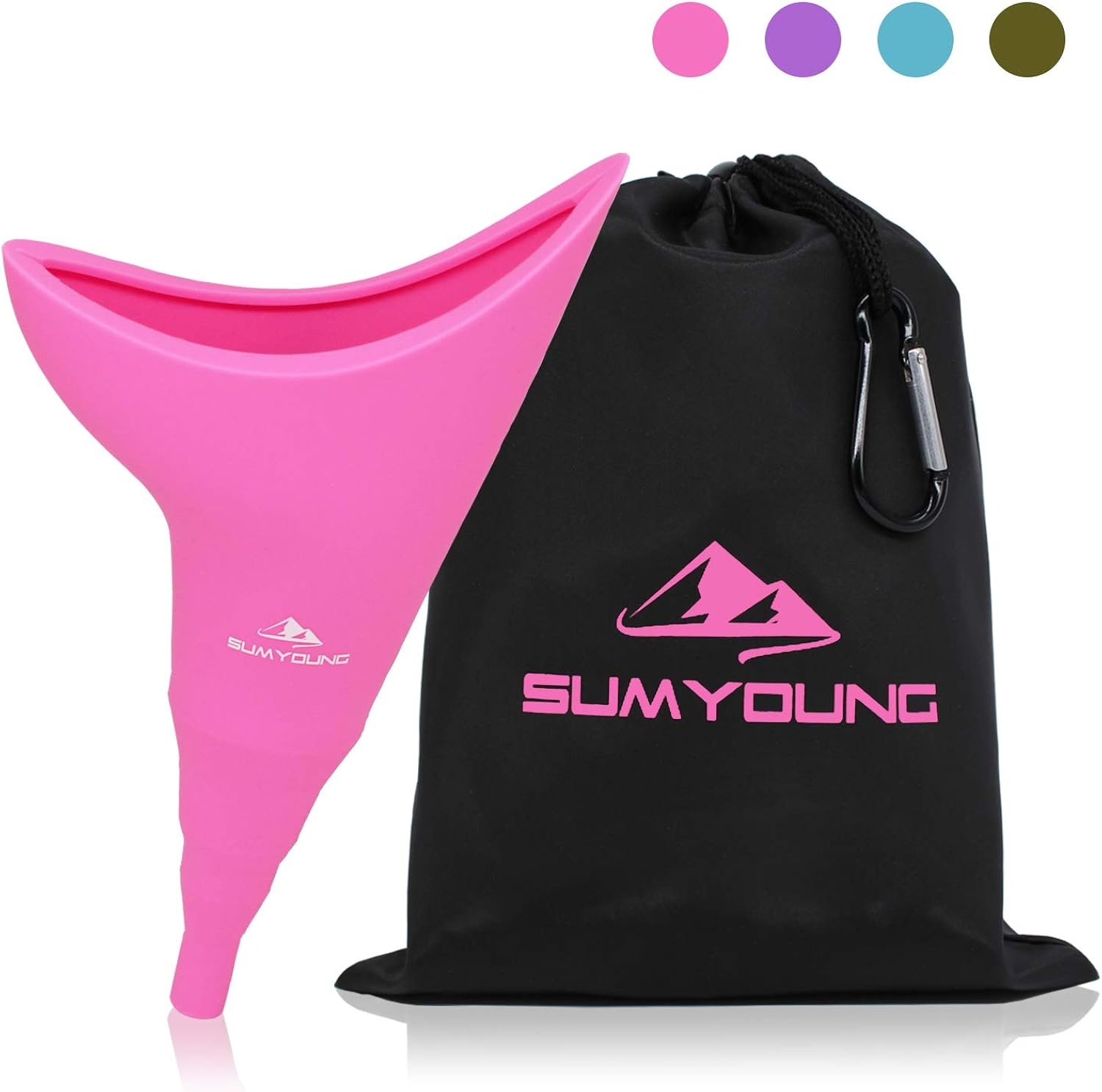 Female Urination Device, Foolproof Female Urinal Allows Women to Pee Standing Up, Portable, Compact, Lightweight Design for Camping, Hiking, Music Festivals, with Drawstring Bag and Carabiner-Purple : Sports & Outdoors