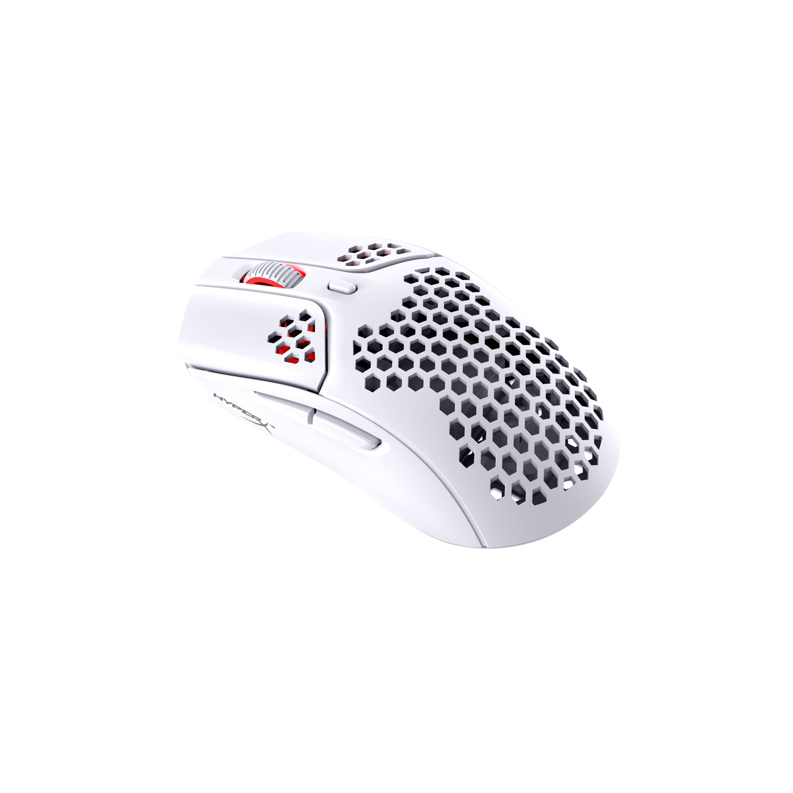 HyperX Pulsefire Haste – Gaming Mouse – Ultra Lightweight, 62g, 100 Hour Battery Life, 2.4Ghz Wireless, Honeycomb Shell, Hex Design, Up to 16000 DPI, 6 Programmable Buttons – White