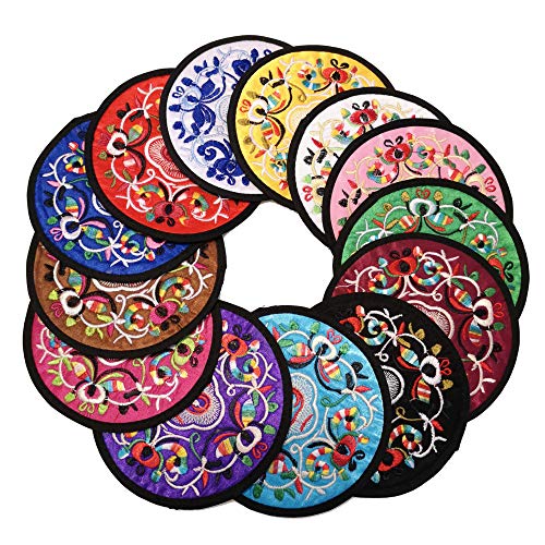 12pcs-Chinese-Embroidery-Round-Coasters-for-Drinks-Eastern-Ethnic-Floral-Pattern-Vintage-Fabric-Coaster-Decorative-Cup-Mat-PlacematMixed-Colors-Mixed-Color-12pcs