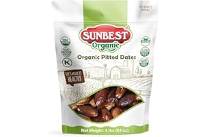 Sunbest Natural Deglet Noor Organic Dates, 4 lbs – Pitted & Whole – Bulk Dried Fruit Snack For Kids & Adults – Naturally Sweet For Baking & Cooking – Chewy, Fiber Rich, Kosher & No Sugar Added (64 oz)