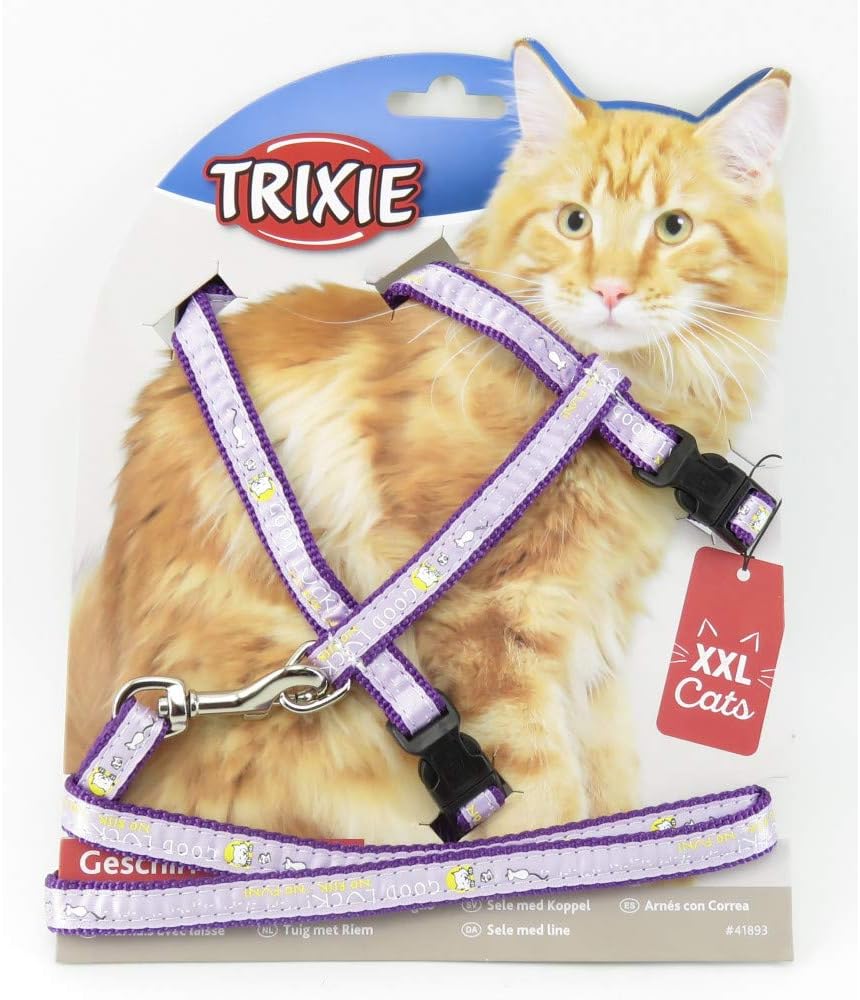 Trixie Harnais Chat Avec Laisse Xl Motifs Nylon 34 57 Cm 13 Mm 1 M Coloris Aleatoire Amazon Fr Animalerie