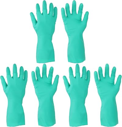 sourcing map Nitrile Gloves Large Green Chemical Resistant Anti-Slip 3 Pairs