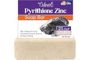 NATRULO Pyrithione Zinc Soap Bar for Face & Body, 4oz | 2% ZnP Bar Soap Skin Repair Cleanser for Acne, Rosacea, Eczema, Dermatitis, Psoriasis, Itching | Cleansing, Calming Zinc Facial Wash Made in USA