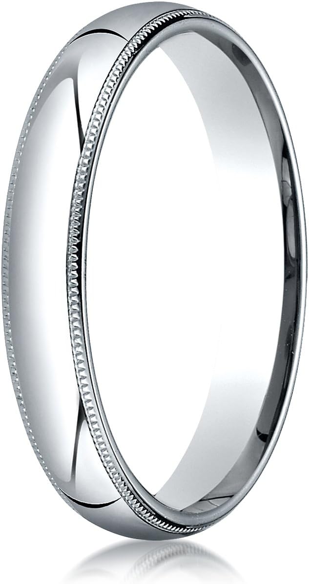 Men's Platinum 4mm Slim Profile Comfort Fit with Milgrain Wedding Band Ring