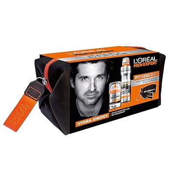 L'Oréal Paris Men Expert Set, Hydra Energy Feuchtigkeitspflege und Invincible Man Deo plus gratis Washbag, 1er Pack (1 x 3 St