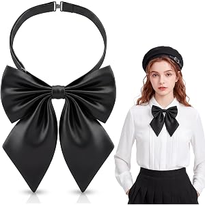 Unittype 2 Pcs Satin Western Bow Ties for Men Women, Adjustable Satin Ribbon String Bow Tie for Wedding Uniform Cosplay