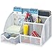 Bonsaii Steel Mesh Desk Organizer, 6 Divided Compartments with 1 Slide Drawer, Black(W6348)