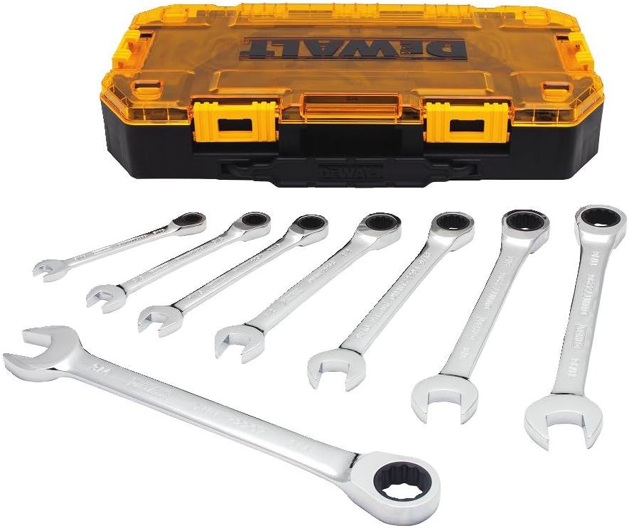 DEWALT DWMT74733 8 Piece Full Polish Ratcheting Combination Wrench Set, SAE Amazon.co.uk DIY
