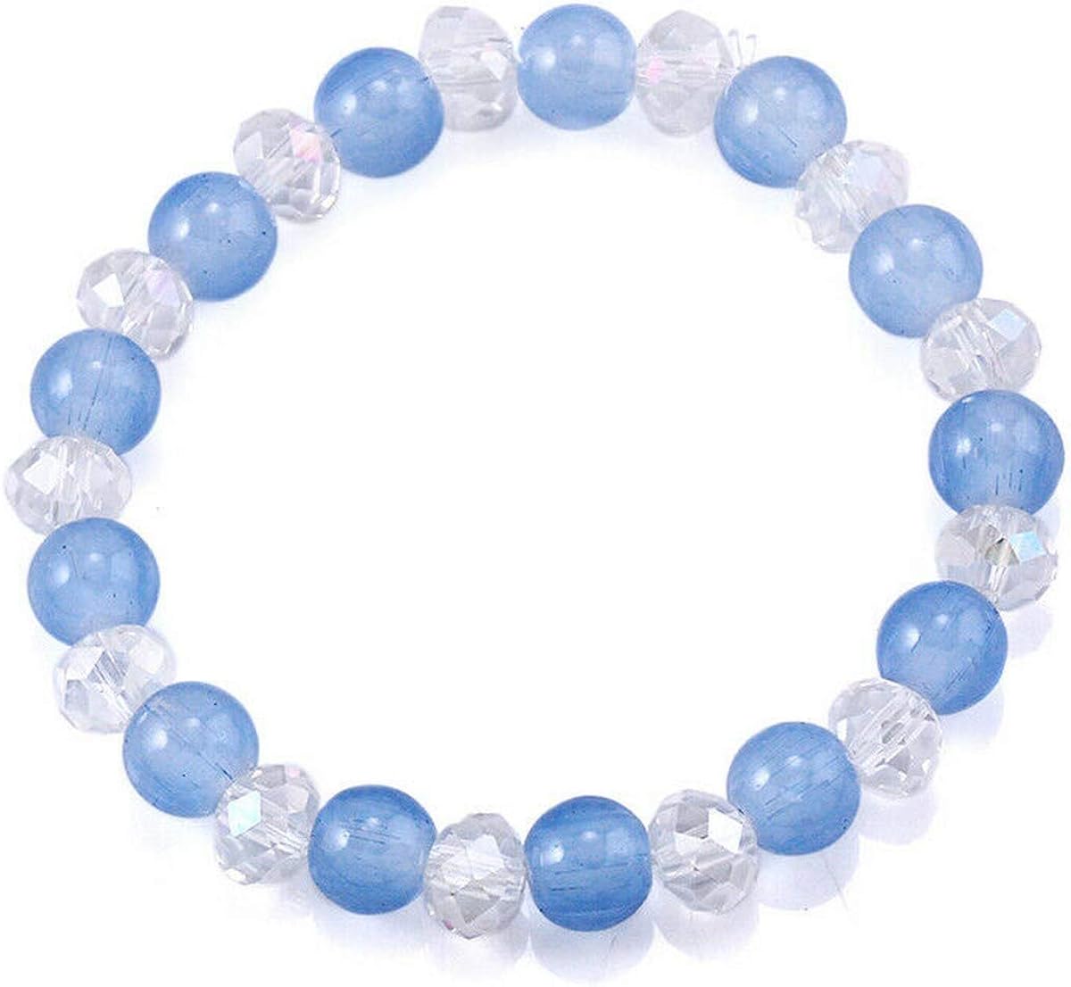 Brosco 1pc White Crystal Facut Cut Beaded Bracelet Light BlueSapphireLight Purple Good Bangle Popular Charm Trendy Stylish Charms Best Accesories | Color - Blue