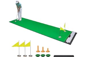 Ponsonbay Golf Putting Mat Integrated with Ball Tray, Large Putting Green for Indoor | Outdoor Professional Golf Training | Practice Green Mat for Men & Women
