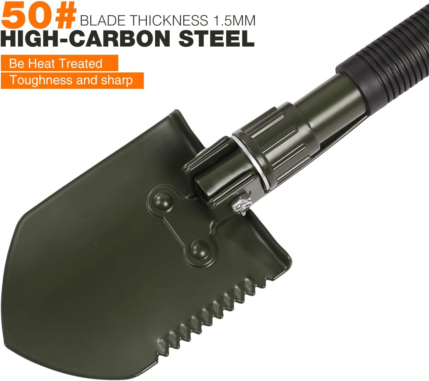 REDCAMP Military Folding Camping Shovel, High Carbon Steel Entrenching Tool Tri-fold Handle Shovel with Cover : Sports & Outdoors