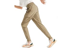 Libin Boy's Youth Cargo Joggers Pants Quick Dry Hiking Active Pull-On Lightweight Tapered Pants for Sports Outdoor Running