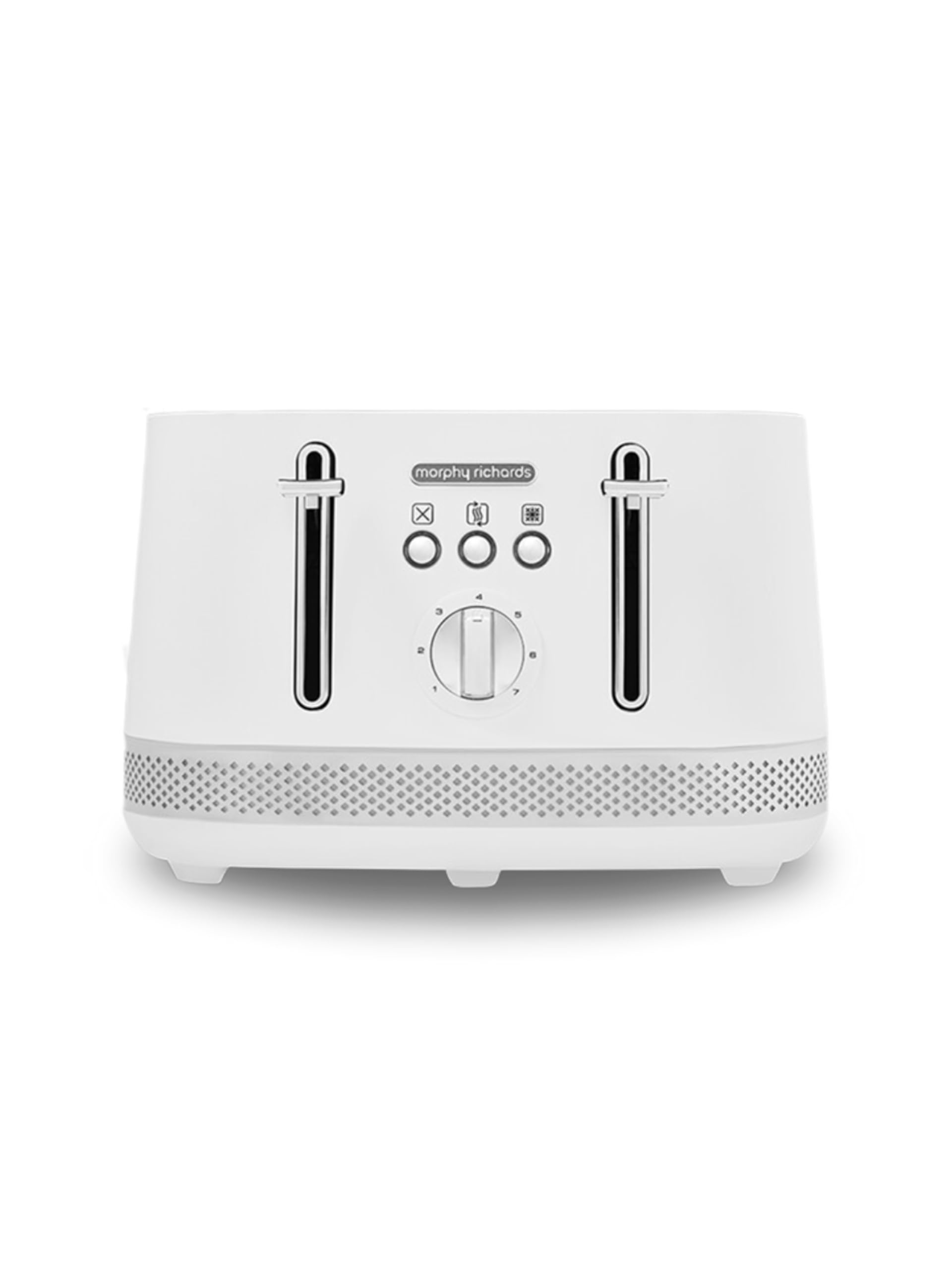 Morphy Richards Illumination 4 Slice Toaster, 7 Toast Settings, Browning Controls, Variable Width Slots, Auto Pop-up, Removeable Crumb Tray, Cord Storage, 1500W, White, 248021