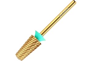 HYTOOS Coarse Safety Tapered Nail Drill Bits,Titanium Coating Round Top 3/32 Carbide Bit, Two-way Rotate for Both Hand, Nails Drills Accessories Gel Remover Tool (C, titanium)