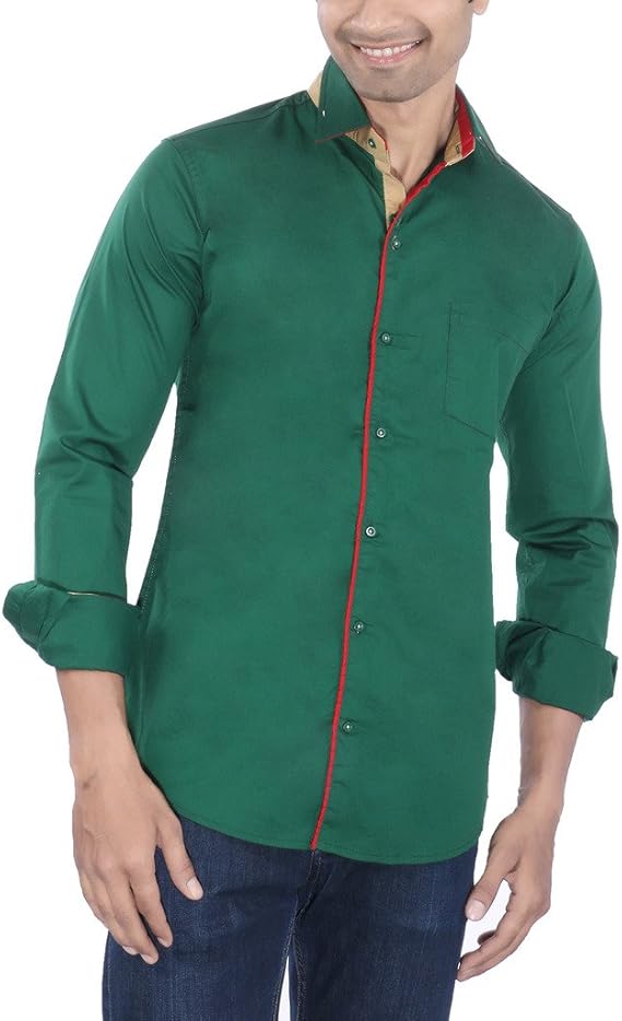 Buy Reserve Men's Cotton Casual Slim Fit Green Shirt_XXLarge_44 at