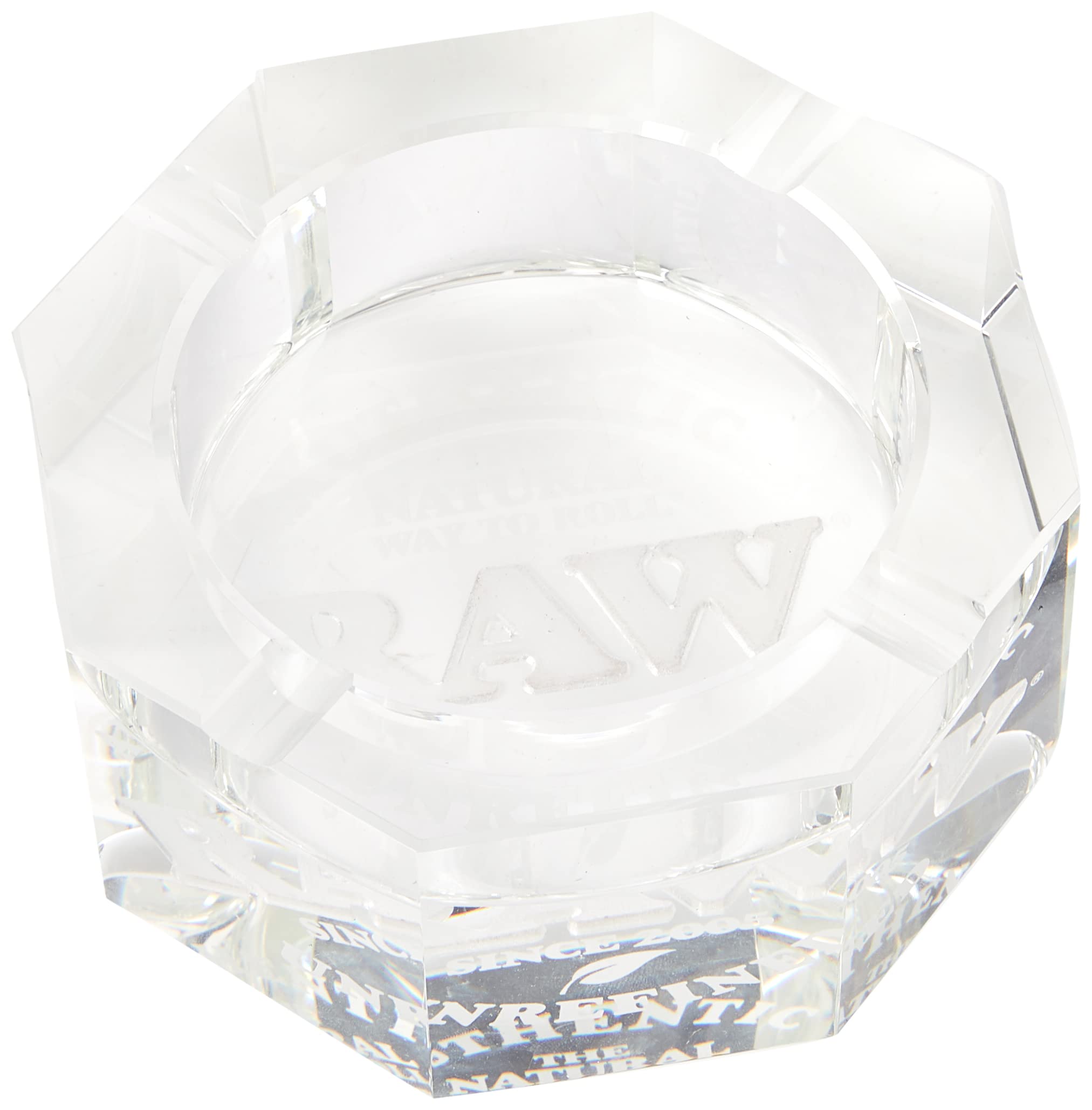 Roll With Us Depot RAW Crystal Glass Ashtray, Crystal Glass, Transparent, M