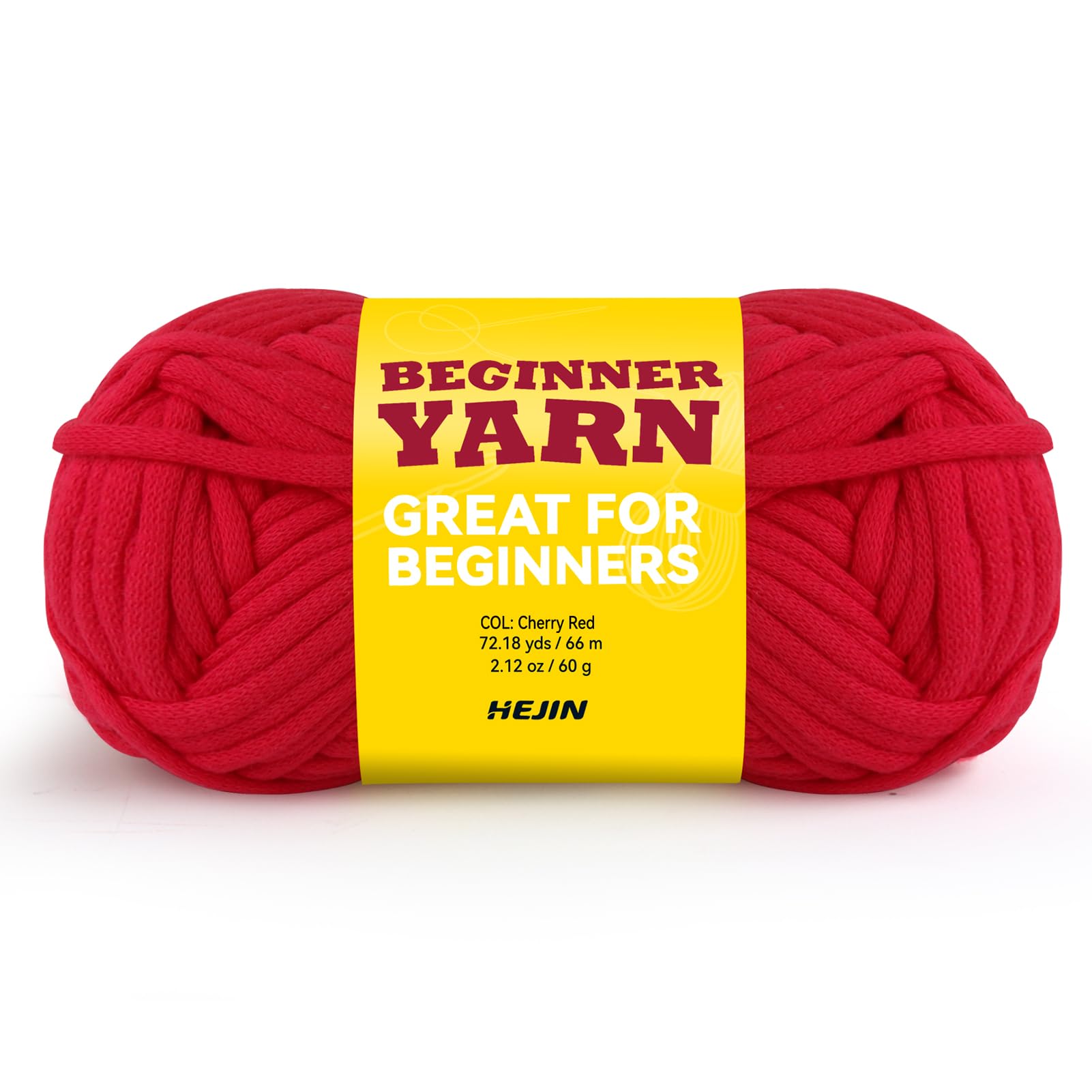 Photo 1 of 60g Cherry Red Yarn for Crocheting and Knitting;66m (72yds) Cotton Yarn for Beginners with Easy-to-See Stitches;Worsted-Weight Medium #4;Cotton-Nylon Blend Yarn for Beginners Crochet Kit Making