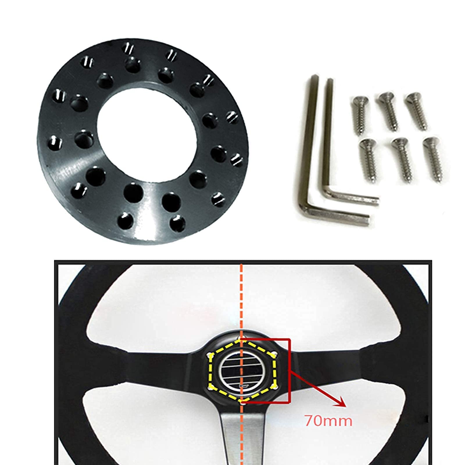 HUAYUWA 70MM Steering Wheel Adapter Plate Set Fits for Logitech G25 / G27 Racing Wheel Accessories