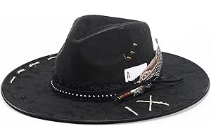 H.Busque Wide Brim Fedora Hat Mens Women Felt Panama Hats Dress Up Handmade