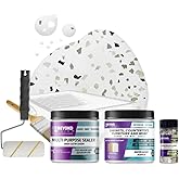 Beyond Paint Smoked Gray Flecks Countertop Makeover Kit with Paint, Sealer, Flecks, and Tools for Countertops, Bright White