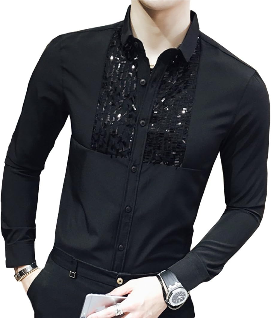 OUYE Men's Slim Fit Long Sleeve Casual Shirt