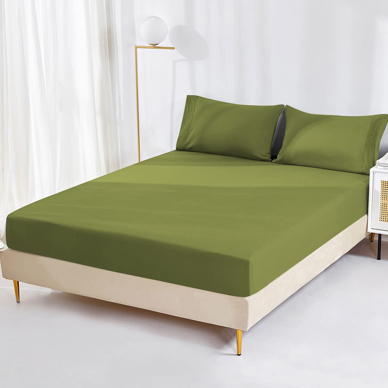 YIYEA Queen Fitted Sheet with Pillowcase, Premium