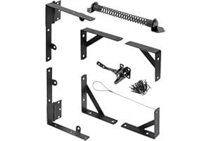 WEKIS Fence Gate Kit Gate Hardware, 1 Set Anti Sag Gate Kit Gate Frame Cornor Brackets Kit with Self Closing Gate Springs Hings Latchs for Outdoor Garden Backyard Wooden Fence Deck Porch Gate