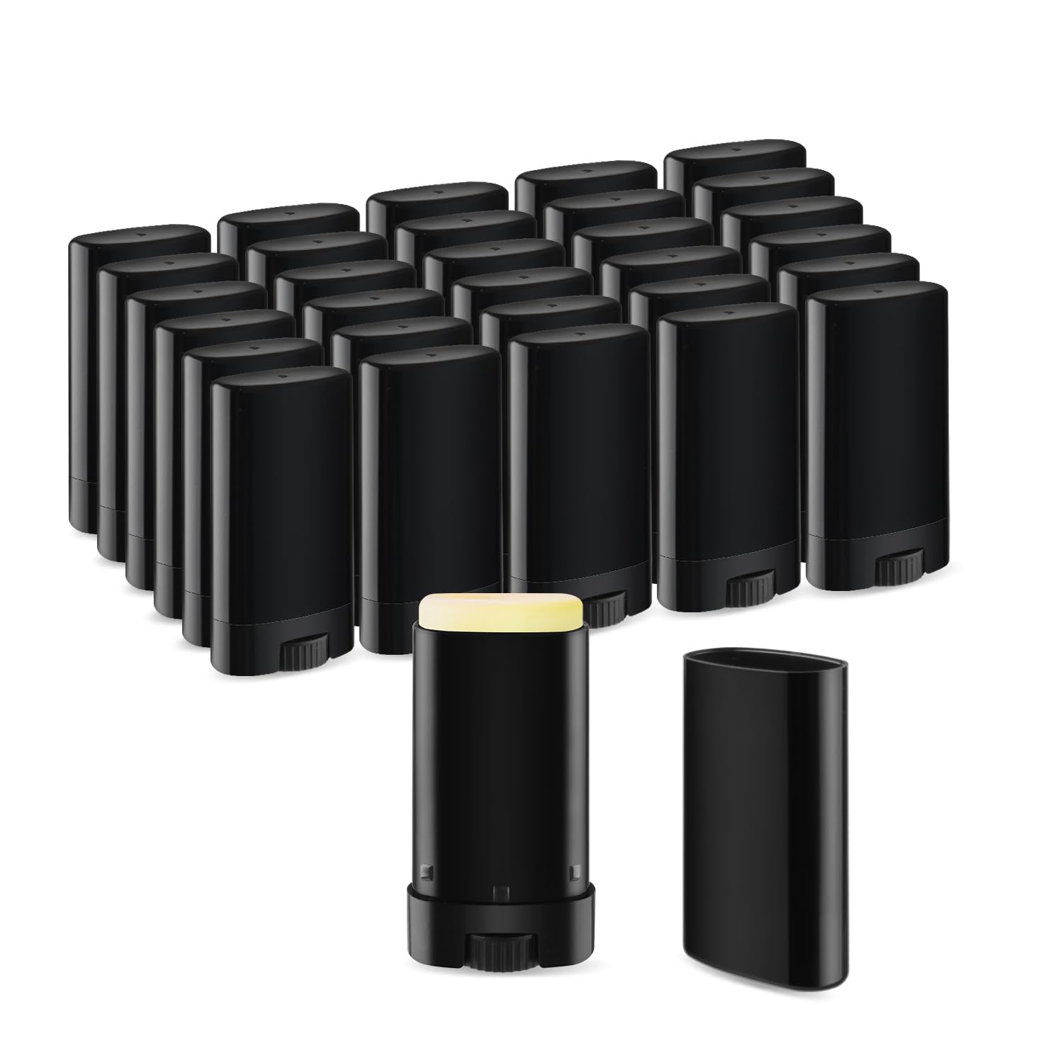 Photo 1 of 30 Pcs 15ml/0.5oz Empty Lip Balm Tubes Black Plastic Deodorant Containers Travel Refillable Deodorant Tubes Lipstick Tube For DIY Lip Balm Deodorant Aromatherapy