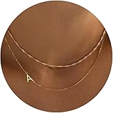 Ewrkbr Layered Initial Necklaces for Women, Dainty Gold Letter Necklace Stack 14k Gold Plated Layered Initial Choker Necklace for Women Trendy Simple Gold Necklace Set Fashion Womens Jewelry Set
