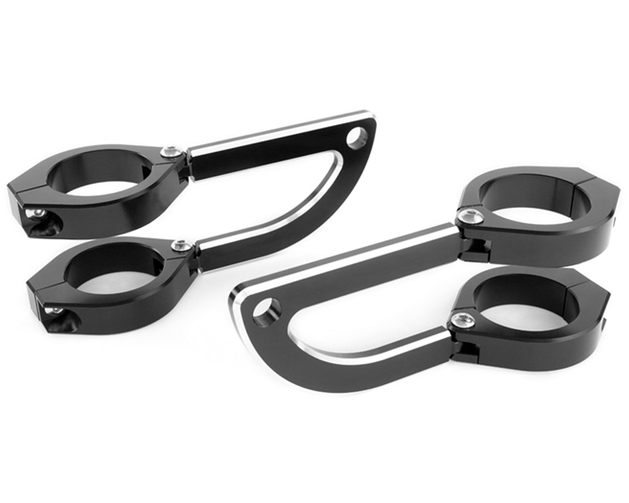 Alchemy Parts Custom Chopper Motorcycle Headlight Headlamp Brackets with 48-49mm Diameter Fork Clamps in Billet Aluminium NO FORK REMOVAL REQUIRED