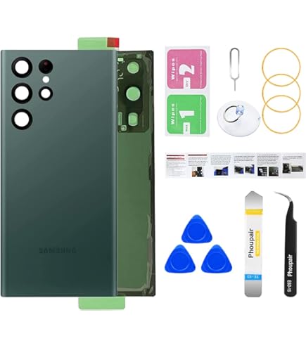 thumbnail image 2 of Back Glass Cover For Samsung Galaxy S22 Ultra 5G Back Door Replacement Battery Case, Rear Housing Cover With Camera Lens 2 of 10