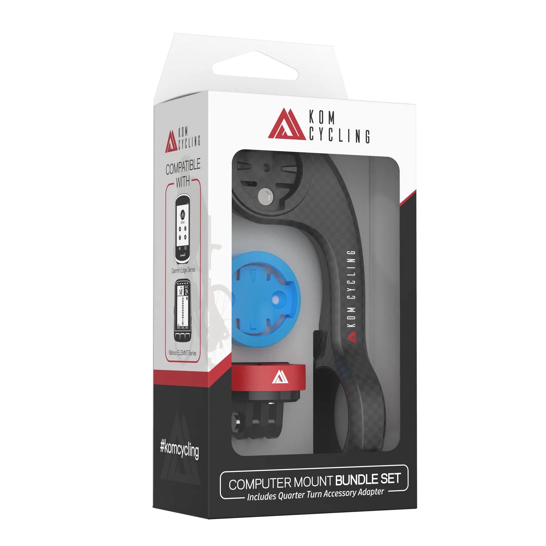 KOM Cycling CM06 Quick Release GoPro Computer Mount for Wahoo and Garmin Bike Computers (Compatible with Edge 1050, Elemnt Roam and others) Compatible with GoPro Accessories (Carbon, Combo Kit)