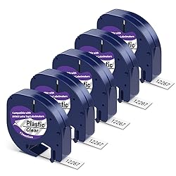 5 X Plastic Transparent Label Maker Tape