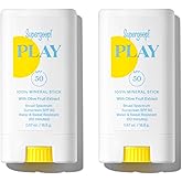 Supergoop! PLAY Mineral Stick SPF 50 - Pack of 2, 0.67 oz - On-the-Go Broad Spectrum Face Sunscreen - Water Resistant - Vegan