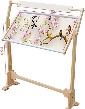 Shzoe Cross Stitch Frame Floor Stand Wooden Embroidery Tapestry Hoops Wooden M Amazon Co Uk Kitchen Home