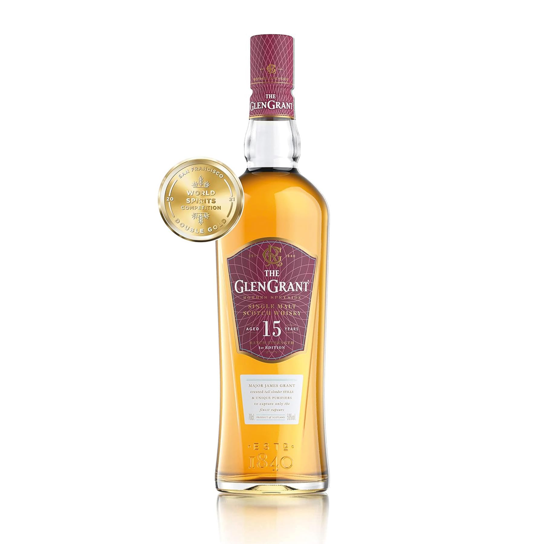 Glen Grant 15 Jahre Single Malt Scotch Whisky | Reifer, hochwertiger Whisky aus Schottland | in Ex-Bourbon-Fässern gereift | in Geschenk-Karton | 50% Vol. | 1 x 0,7 l 2