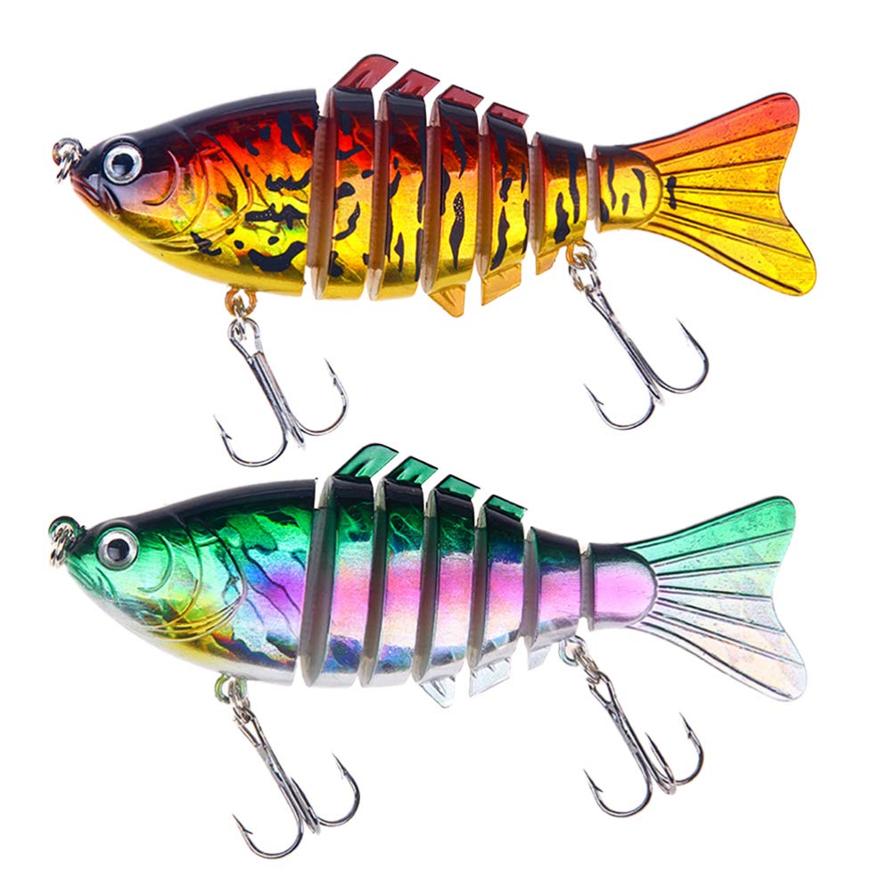 BESPORTBLE 2pcs Hard Fishing Lure Bass Fishing Lure Top Water Swimbait for Freshwater Saltwater Minnow Lures Trout Perch