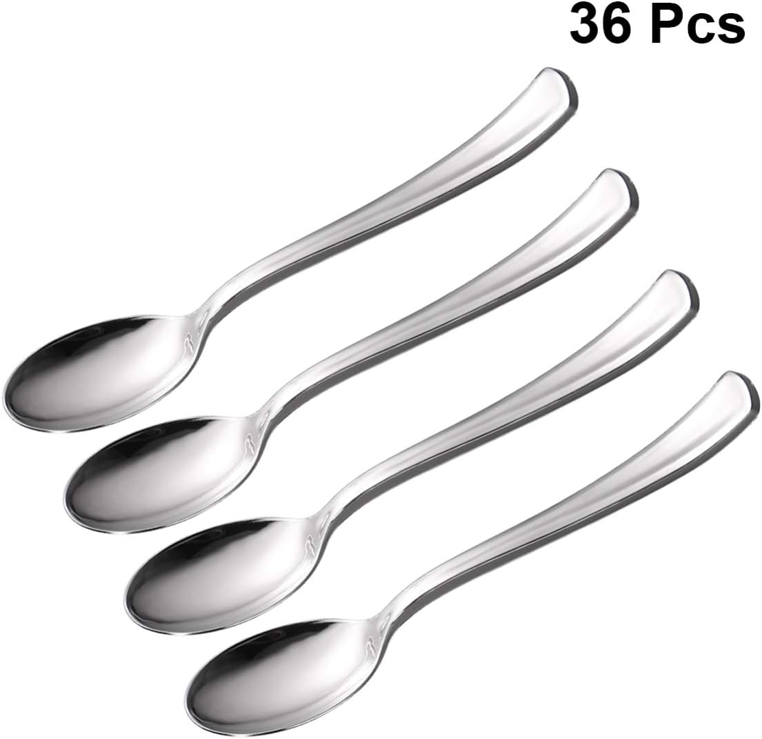 UPKOCH 36pcs Mini Spoon Plastic Disposable Dessert Spoon