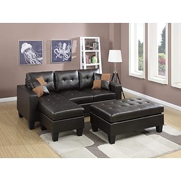 Amazon Com Benjara Bonded Leather Sectional Sofa With Amazon Com Benjara Bonded Leather Sectional Sofa With