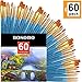 BOSOBO Paint Brush Sets, 6 Pack 60 Pcs Pointed-Round Tip Paintbrushes Nylon Hair Artist Acrylic Paint Brushes for Acrylic Watercolor Oil, Face Art, Model, Miniature Detailing & Rock Painting, Blue