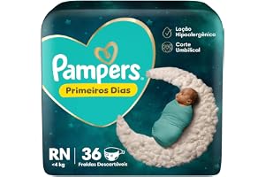 Fralda Pampers Primeiros Dias Tamanho RN (Até 4 kg), 36 Unidades