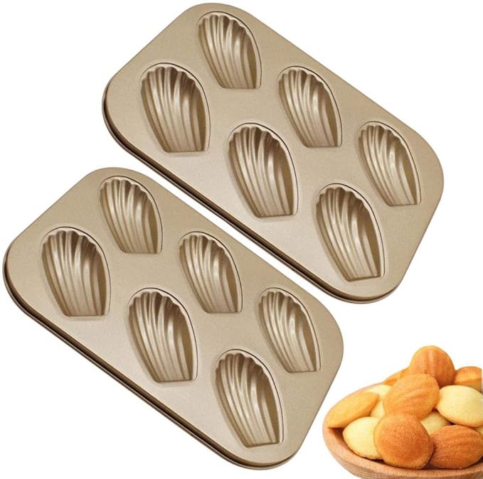 PEI 2 Pack Madeleine Mold Cake Pan, 6Cavity NonStick