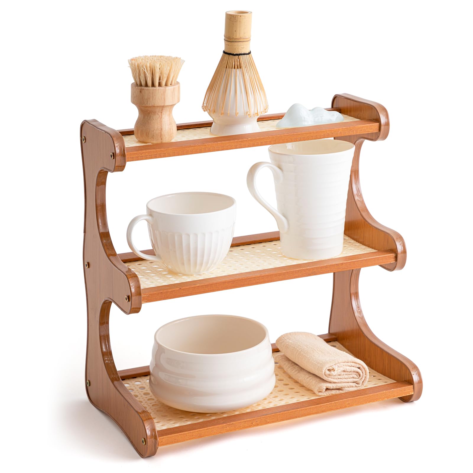 Photo 1 of **MISSING PARTS** Yalikop 11.8 Inch 3 Tiers Matcha Station, Coffee Station Organizer, Matcha Stand Cup Display Shelf Storage Rack, Kitchen Counter Shelf for Tea Coffee Bar Condiment Accessories