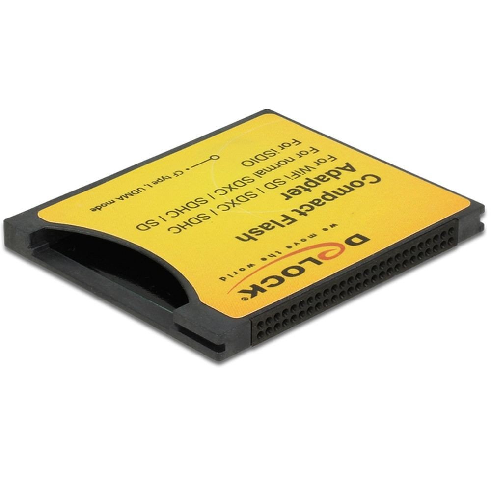 Delock 62637 Compact Flash Adapter for iSDIO (WiFi SD)/SDHC/SDXC Memory Cards Black/Yellow
