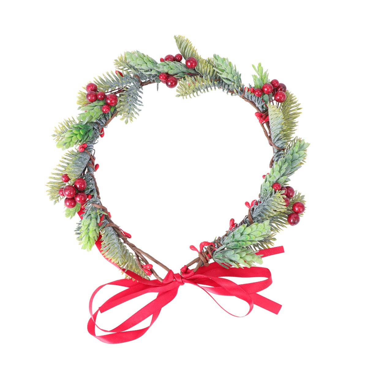 Minkissy Flower Hairband Floral Hair Garland Flower Crown with Holly Berry Leaves Christmas Hair Accessories for Lady Woman Girls