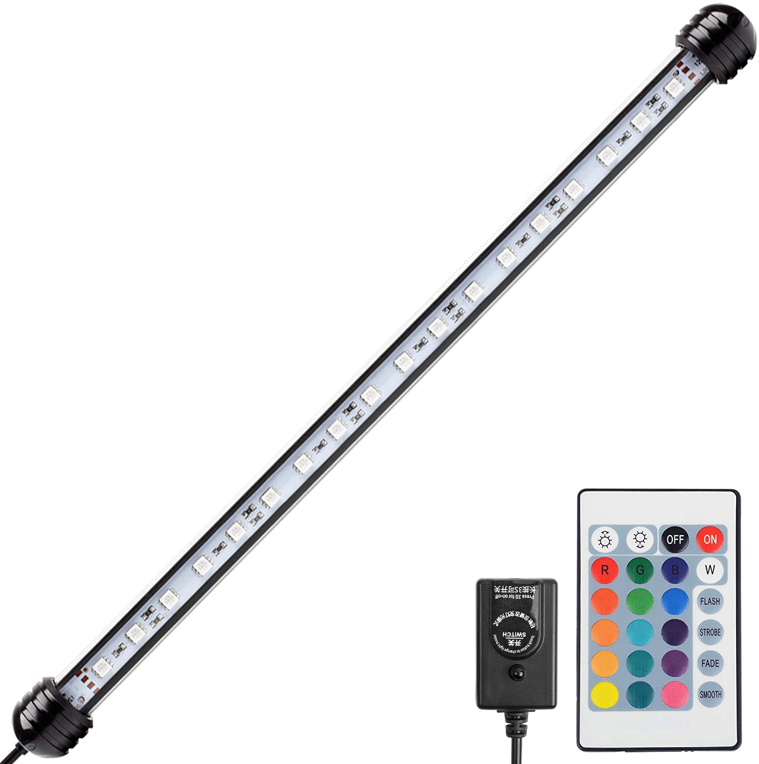 NICREW Submersible Aquarium Light, Underwater RGB Multicolor LED Lights for Fish Tank, 48cm