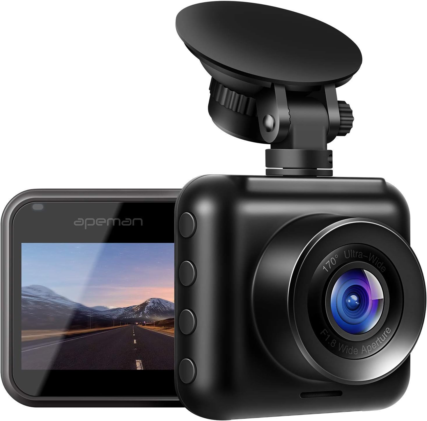 APEMAN Mini Dash Cam 1080P Full HD Dash Camera for Cars Recorder Super Night Vision, 170° Wide Angle, Motion Detection, Parking Monitoring, G-Sensor, Loop Recording
