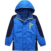 KID1234 Boys Rain Jacket with Hood Waterproof Casual Lightweight Zipper Raincoat for Kids Outwear Windbreaker Clothes (5-16)