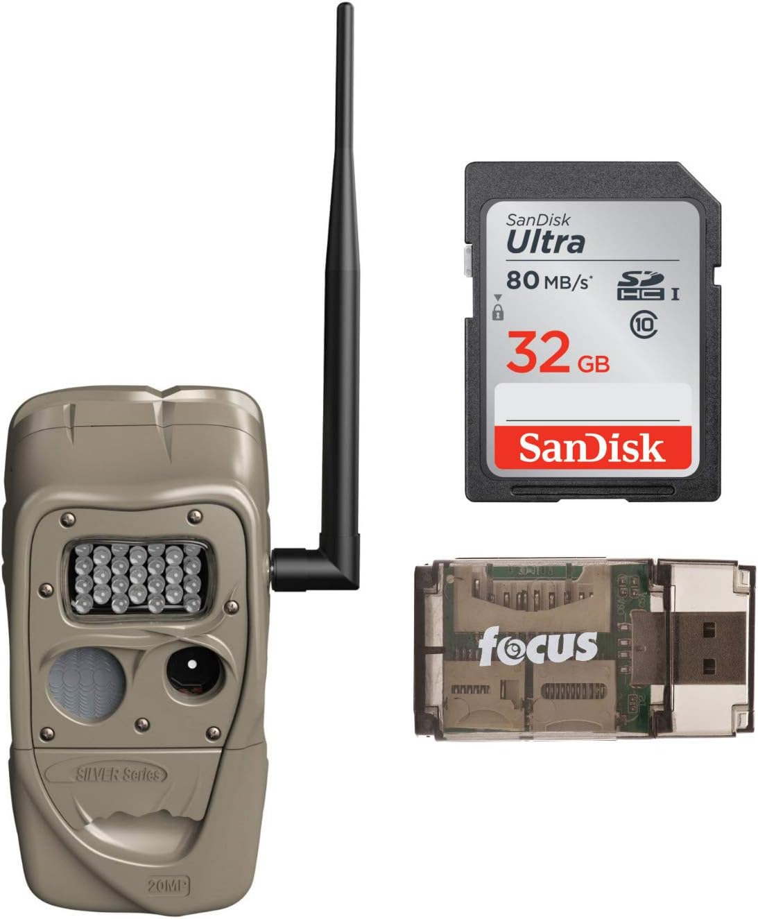 Cuddeback CuddeLink J Series Long Range IR Trail Camera with 32GB Card and Reader Bundle (3 Items)